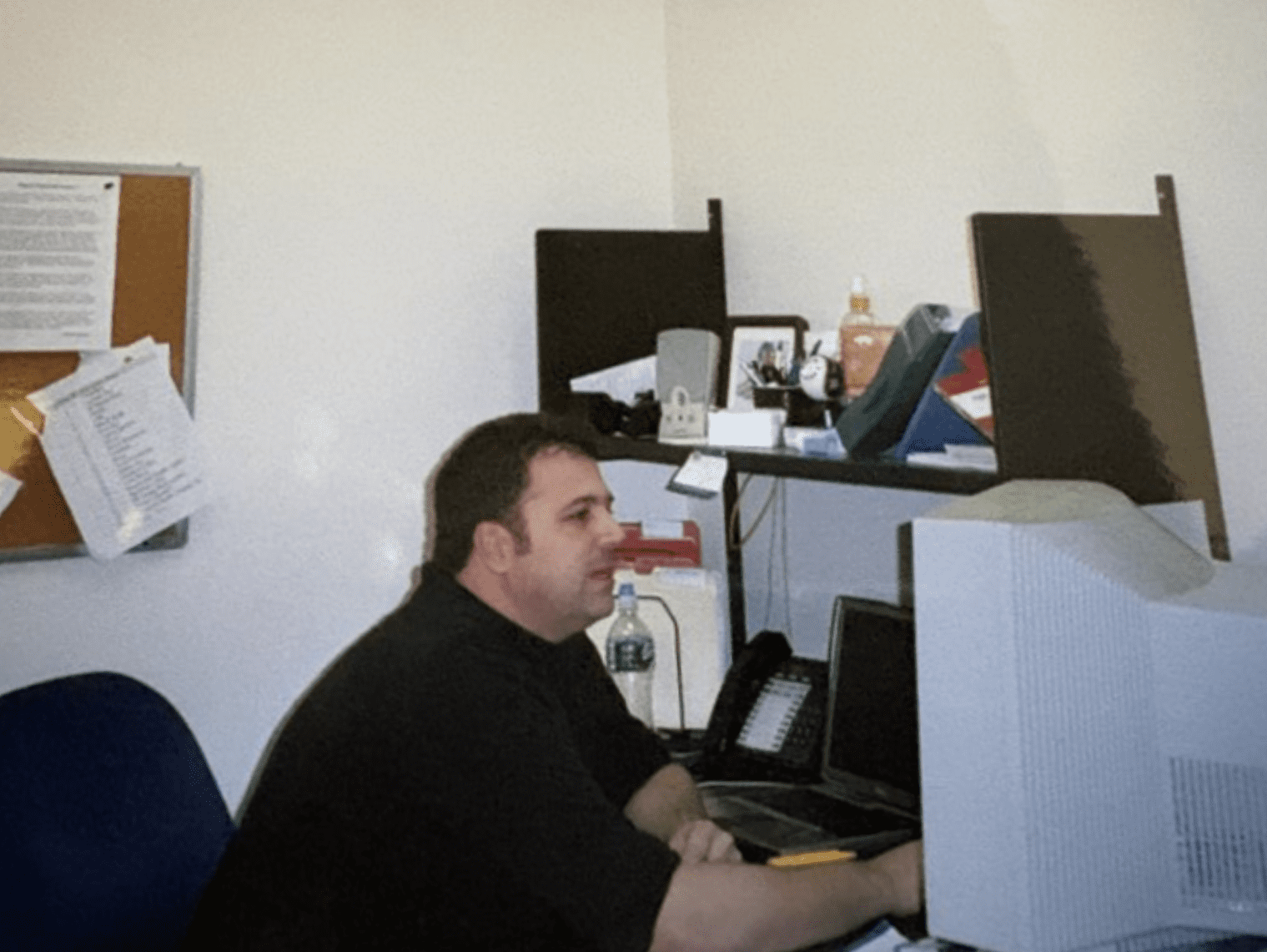 Dominic at the Tibersoft office cubicle